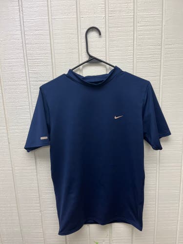 Nike Men’s Large Compression Tee Navy Blue SS Dri-Fit Sporty Athletic Activewear
