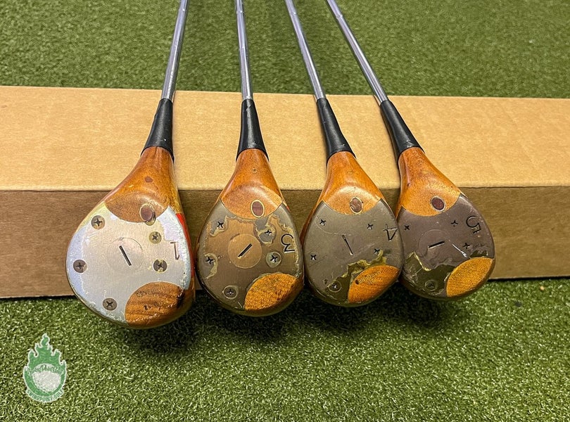 Used LH Toney Penna Oil Hardened Persimmon Wood 1, 3, 4, 5 Stiff Steel Golf Set