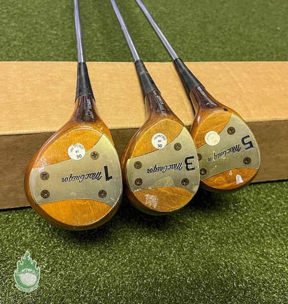 Used LH MacGregor Jack Nicklaus Persimmon Wood 1, 3, 5 Regular Steel Golf Set