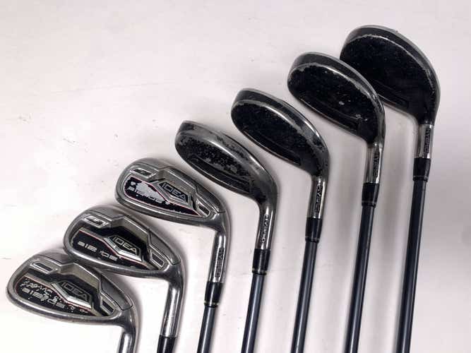 Adams Idea A12 OS Hybrid Iron Set 4H-7H 8-9+GW Pro Launch Blue 55g Senior RH
