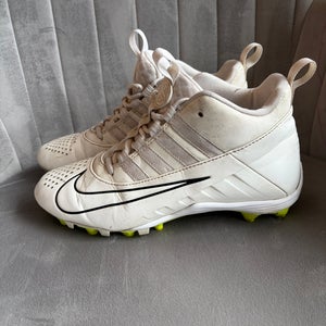 White Unisex Size M 6.5 (W 7.5) Adult Nike Alpha Huarache 6 Elite Mid Top Molded Cleats (Used)