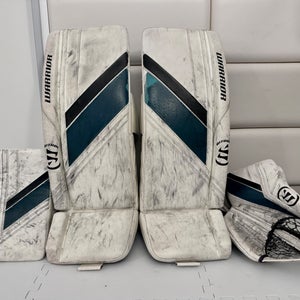 Warrior Ritual G6 E+ Regular Goalie Full Set, 31” Intermediate, White with PadSkinz (Used)
