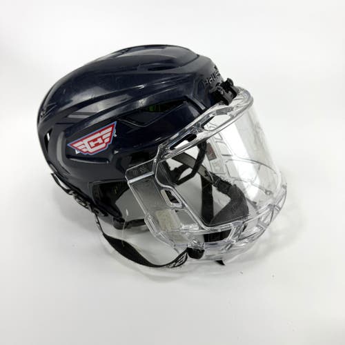 Used Navy Bauer Hyperlite Helmet With Bubble | Small/Medium | R252