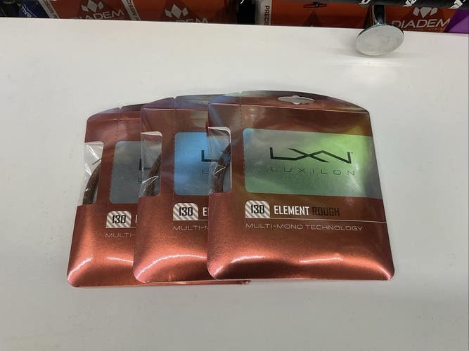 3 Pack Luxilon 130 Element Rough Multi-mono Technology 16Lg/1.30mm Brown String