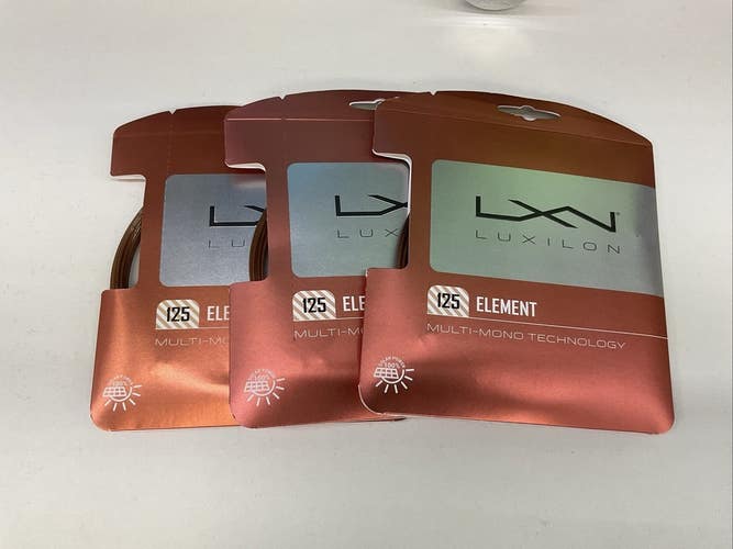 3 Pack Luxilon 125 Element Multi-mono Technology 17g/1.25mm Brown String