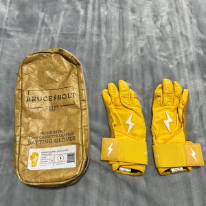 Yellow Youth Large Bruce Bolt Batting Gloves (New)