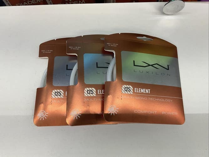 3 Pack Luxilon 125 Element Multi-mono Technology 17g/1.25mm White String