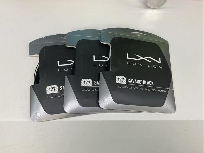 3 Pack Luxilon 127 Savage Black Liquid Crystalline Polymer 16L/1.27mm