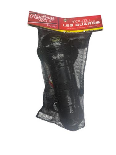Used Rawlings YOUTH SERIES LEG GUARDS Catchers Leg Guards Black T-Ball 11863-S000025328