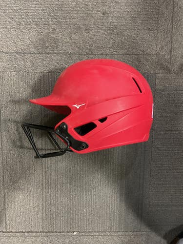 Used Mizuno BATTING HELMET W/ MASK Batting Helmet w/Mask Red SM 11614-S000231471