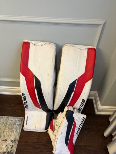 36" 2025 Bauer Supreme Shadow Regular Goalie Pads and Blocker Pro Custom (Used)
