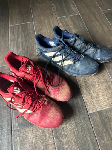 Red Men's Size M 11.5 (W 12.5) Adult Adidas Metal Cleats (Used)