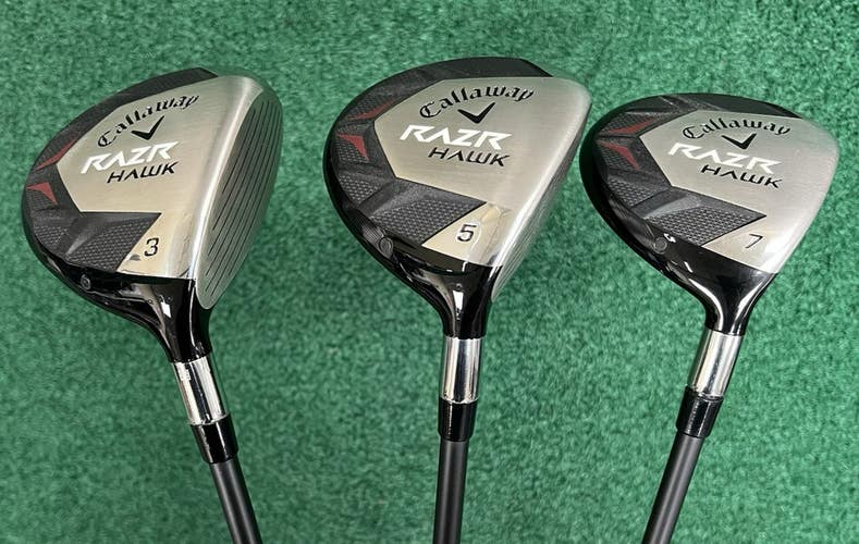 Callaway Razr Hawk Fairway Wood Set 3-5-7 RH Regular Flex Graphite w/HC CLEAN!!