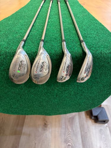 Golf Clubs: Adams Golf Idea A2 OS hybrid irons. 4,5,6,7, steel shaft.