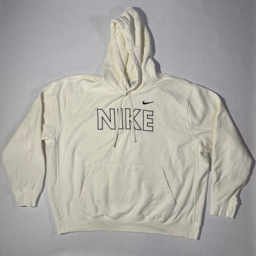 Nike Men's Cream Sportswear Club Fleece Pullover Hoodie In Sail Size XXL Excellent Condition