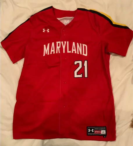 Maryland Terps Red Baseball Jersey
