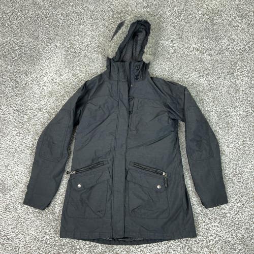 Columbia Coat Womens Large Gray Omni Heat Interchange Fur Trim Parka Hooded Ski