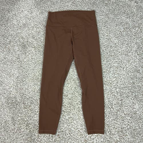 Lululemon Pants Womens 10 Brown Ribbed High Rise Ankle Leggings Yoga Gym Run