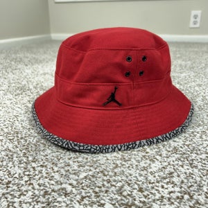 Jordan Hat Bucket Mens Large Red Elephant Print Twill Jumpman Casual Sports