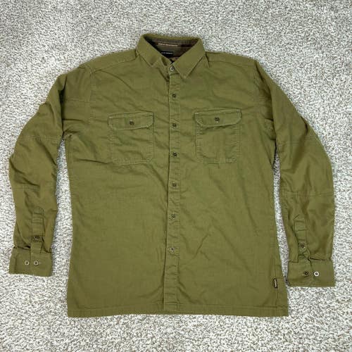 Kuhl Shirt Mens Large Green Solid Long Sleeve Button Up Wool Outdoor Casual