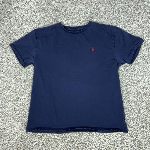 Polo Ralph Lauren Shirt Mens Medium Blue Cotton Crewneck Red Pony Logo Tee T
