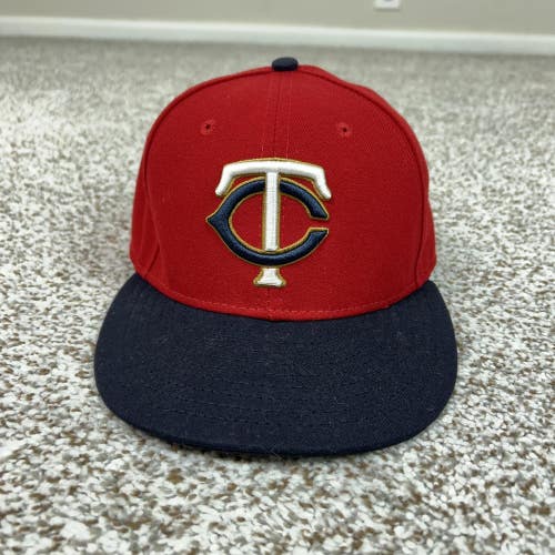 Minnesota Twins Hat Cap Fitted Mens 7 1/8 Red MLB Baseball 59FIFTY New Era Sport