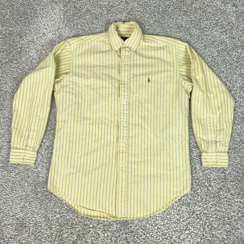 Ralph Lauren Shirt Mens Medium Yellow Stripe Long Sleeve Button Up Classic Fit