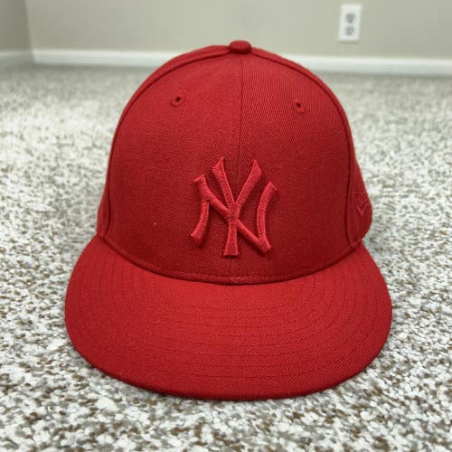 New York Yankees Hat Cap Fitted Mens 7 1/2 Red MLB Baseball 59FIFTY New Era