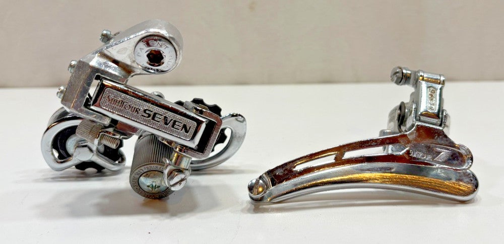 Vintage Suntour 7 Seven Short Cage Rear & Bottom Pull Front Road Derailleurs