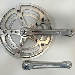 Vintage Sugino Super Maxy 170mm 52/39 Silver Aluminum Double Crankset Guard Caps