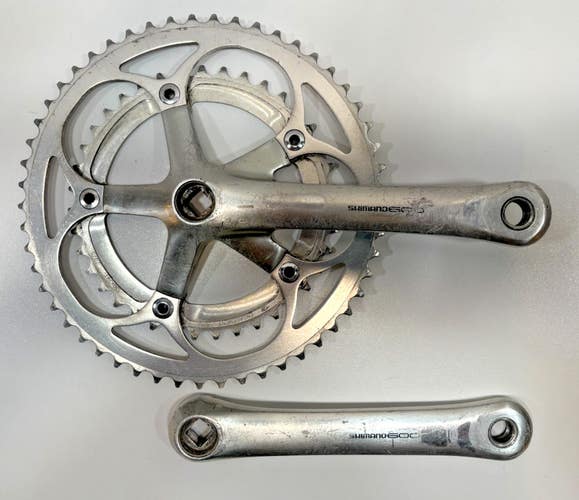 Vintage Shimano 600 FC-6400 172.5mm 52/39 Silver Aluminum Double Crankset