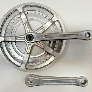 Vintage 1980s Miyata/SR 170mm 52/42 Silver Aluminum/Steel Double Crankset