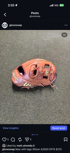 Wilson A2000 RH Infield Baseball Glove 11.5" (New)