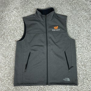 The North Face Vest Mens Large Gray Softshell Full Zip Logo Windbreaker Hiking
