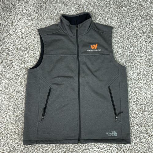 The North Face Vest Mens Large Gray Softshell Full Zip Logo Windbreaker Hiking