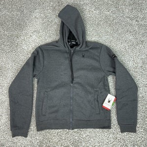 Spyder Hoodie Mens Small Charcoal Gray Full Zip Fleece Lined Thermal Jacket Coat