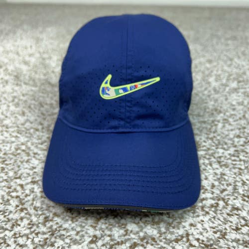Nike Hat Cap Strap Back Mens One Size Blue Featherlight Dri-FIT Run Past Future