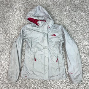 North Face Jacket Womens XS Gray Hooded HyVent Waterproof Windbreaker Hiking