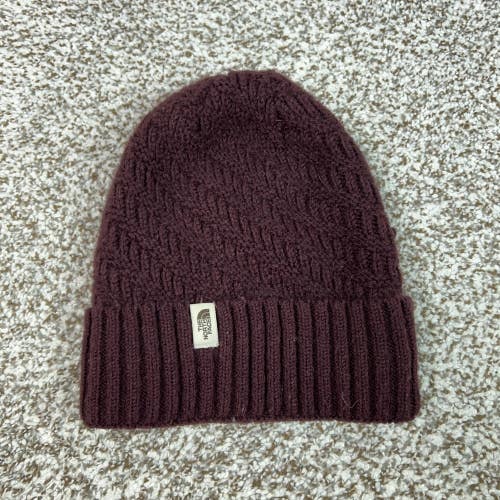 The North Face Hat Beanie Mens One Size Red Knit Winter Outdoor Casual Hiking