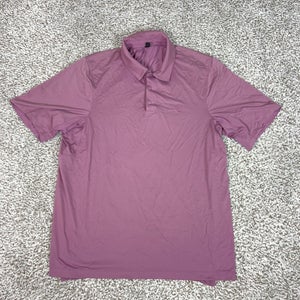 Lululemon Polo Shirt Mens Medium Pink Solid Knit Golf Performance Top Athletic