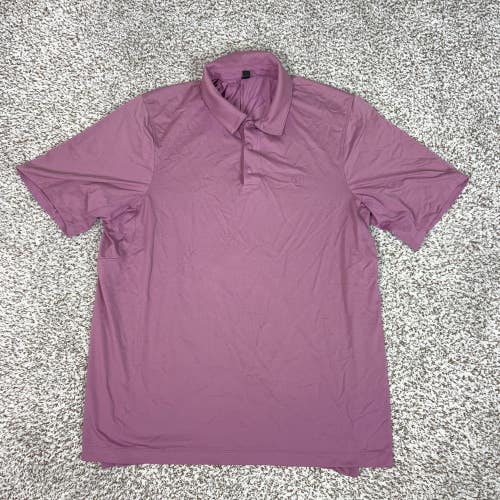 Lululemon Polo Shirt Mens Medium Pink Solid Knit Golf Performance Top Athletic