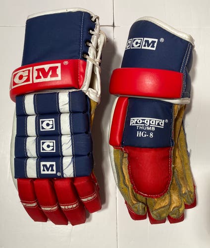 Vintage CCM Pro-Gard HG-8 Hockey Gloves Blue Red White Made in Taiwan