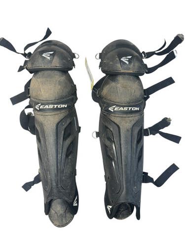 Used Easton BLACK YTH SHINGUARDS Catchers Leg Guards Black Youth 11835-S000205437