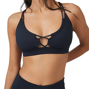 Free People Fp Movement Resilience Sports Bra Women S Black Strappy Back DDR2796