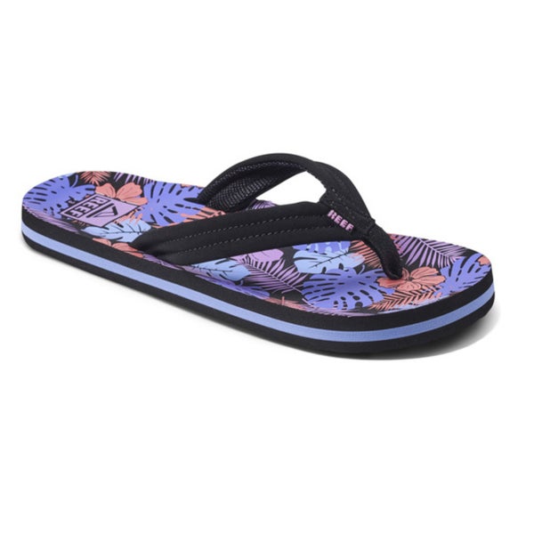 Reef Ahi CJ3681 Sandals Kids US 6 Purple Fronds Leaf Print Flip Flop HAWK3006