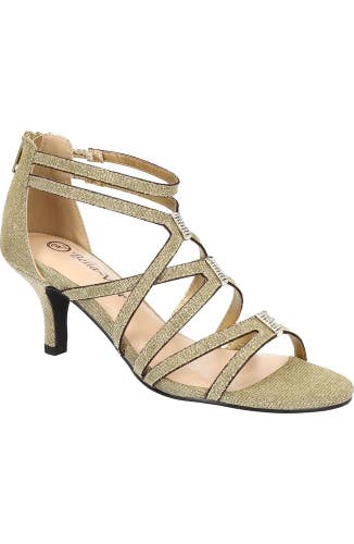 Bella Vita Karlette Sandals Women's US 8 Gold Glitter Back Zip Strappy HAWK3033