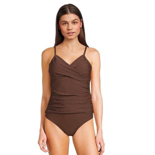 Sunsets Simone Tankini Women's Small Brown Crossback Stretch Swimwear DDR2721