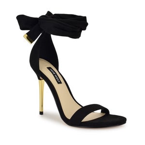 Nine West Donatela Sandals Women's US 5 Black Ankle Wrap Stiletto Heel HAWK3036