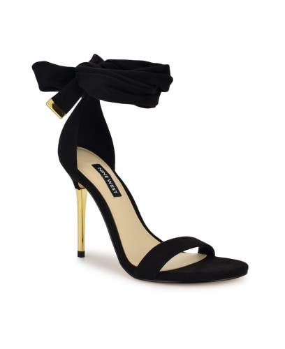 Nine West Donatela Sandals Women's US 5 Black Ankle Wrap Stiletto Heel HAWK3036