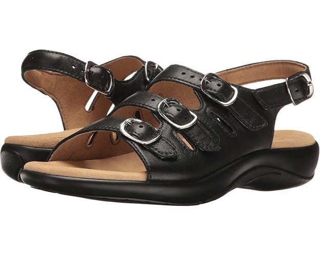 SAS Mystic Sandals Womens 11.5 Black Leather Adjustable Strap Slingback HAWK3135